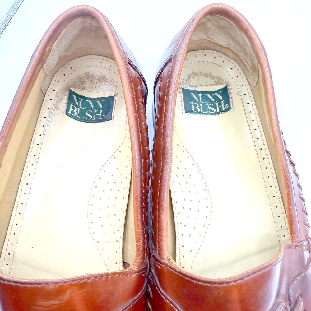Nunn Bush Leather Loafers Mens 10 Cognac Tassel Accents Slip On Dress Shoes - Picture 7 of 11
